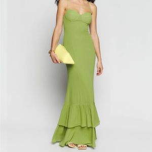 Reformation Petites Fallon Dress in Avocado